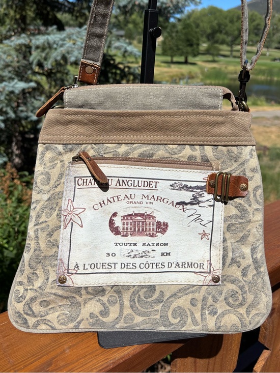 Myra Bag Handbags - Myra Vintage-Inspired Beige Canvas Crossbody Bag with Leather Accents